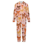 Fall Bows, 250gsm Flannel Footless Zip up Kid Jumpsuit Pajamas(All-Over Printing)