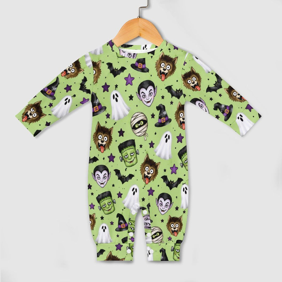 Monsters, Cotton Long Sleeve Infant Bodysuit (All-Over Printing)
