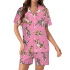 Women's Satin Cuban Collar Pajama Set(All-Over Printing)