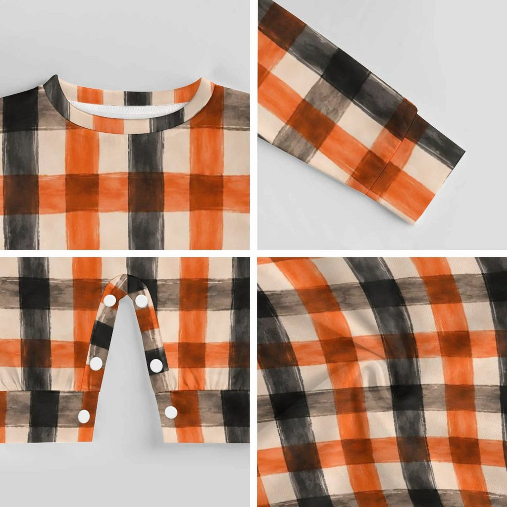 Halloween Plaid, Cotton Long Sleeve Infant Bodysuit (All-Over Printing)