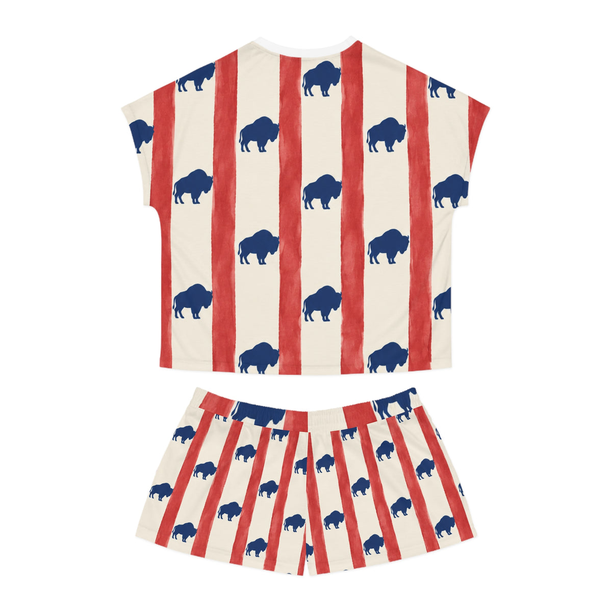 Women's Buffalo Stripe Pajama Set — Red & Navy Americana Sleep Shorts Top