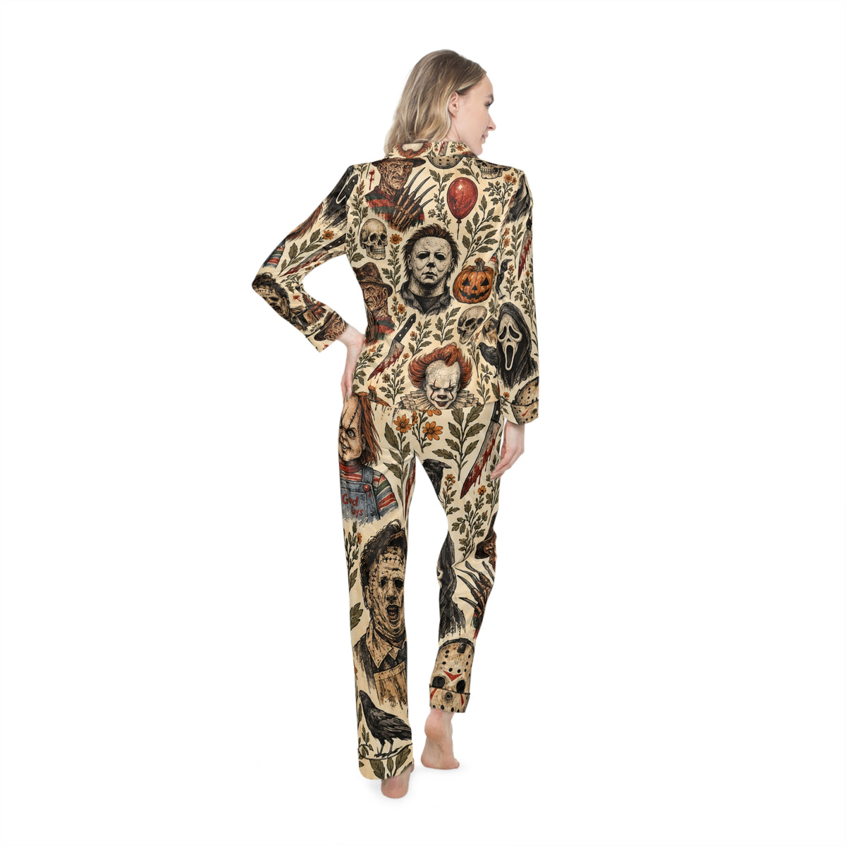 Vintage Horror Character Pajamas | Satin Sleep Set