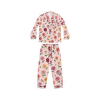 Vintage Floral dahlia Pink Satin Pajamas | Floral Print Pajama Set