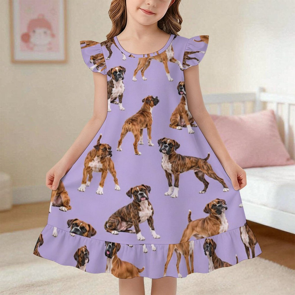 200gsm Girls Short Sleeve Ruffle Nightgown(All-Over Printing)