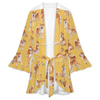 120gsm Women's Ruffle Long Sleeve Robe(All-Over Printing)