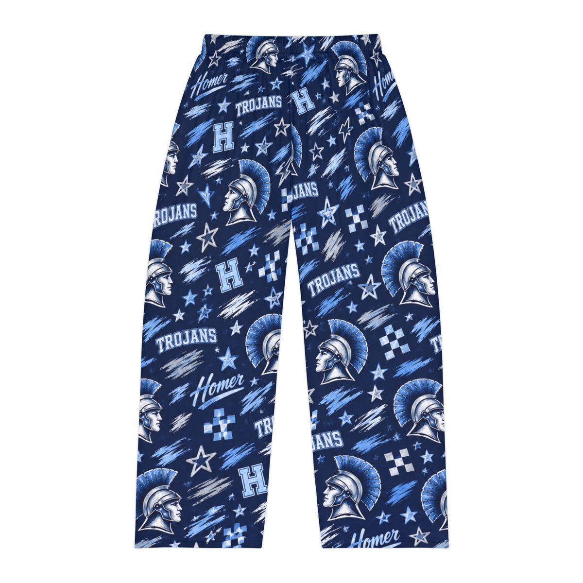Trojans Helmet Pattern Pajama Pants | Blue Team Logo Lounge Pants
