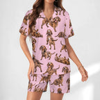 Women's Satin Cuban Collar Pajama Set(All-Over Printing)