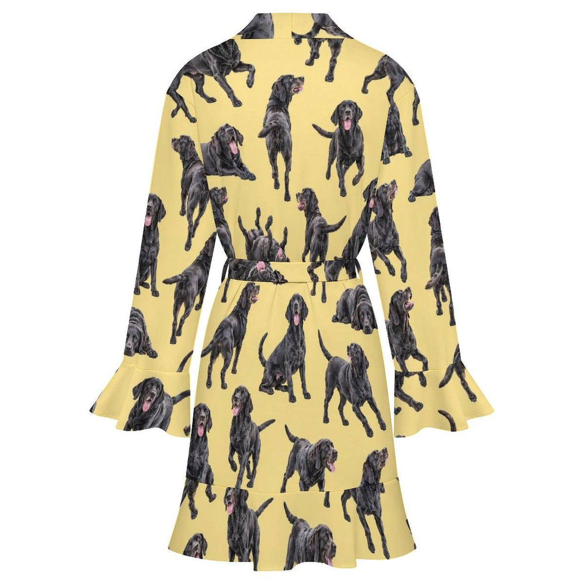 120gsm Women's Ruffle Long Sleeve Robe(All-Over Printing)