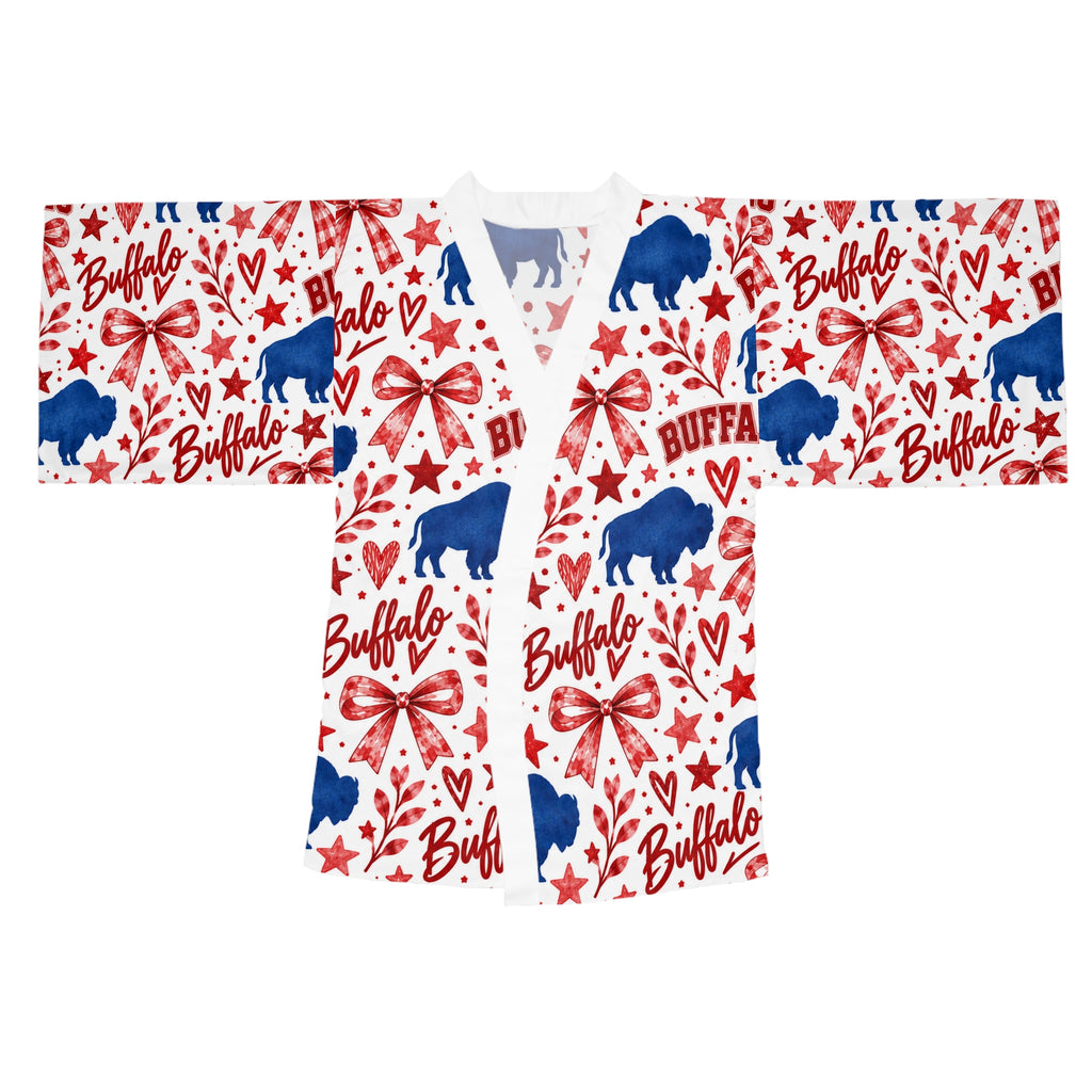 Buffalo Patriotic Kimono Robe — Red, White & Blue Buffalo Print