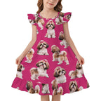 Dog Lover, Pet Owner,  Girls Short Sleeve Ruffle Nightgown(All-Over Printing)
