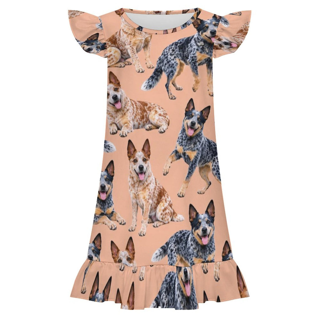 Dog Lover, Pet Owner, Girls Short Sleeve Ruffle Nightgown(All-Over Printing)