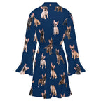 120gsm Women's Ruffle Long Sleeve Robe(All-Over Printing)