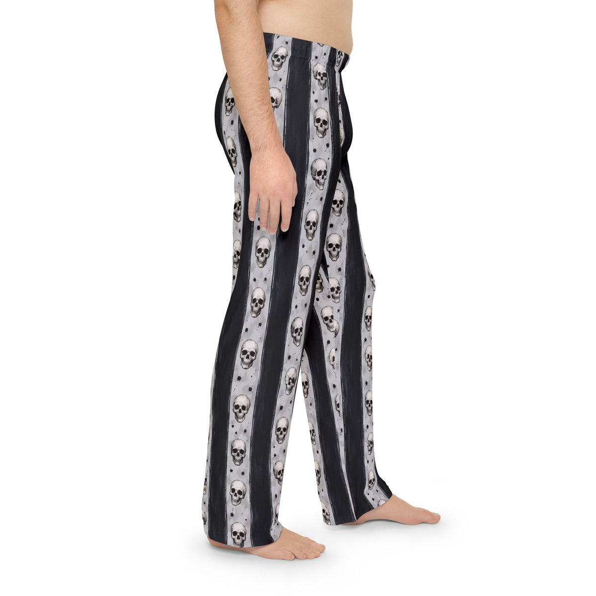 Skull Stripe Pajama Pants — Men's Gothic Lounge Sleepwear