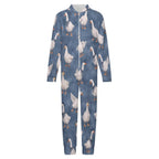 Silly goose,  denim- 250gsm Flannel Footless Zip up Kid Jumpsuit Pajamas(All-Over Printing)