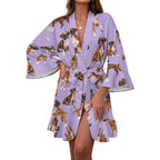 Dog Lover, Pet Owner,  Women's Ruffle Long Sleeve Robe(All-Over Printing)