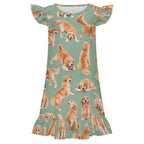 200gsm Girls Short Sleeve Ruffle Nightgown(All-Over Printing)