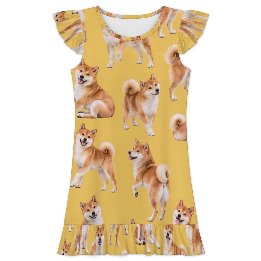 200gsm Girls Short Sleeve Ruffle Nightgown(All-Over Printing)