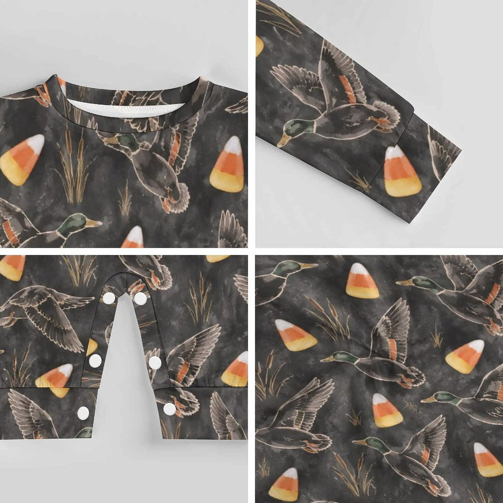 Candy Corn Duck Hunt,Cotton Long Sleeve Infant Bodysuit (All-Over Printing)