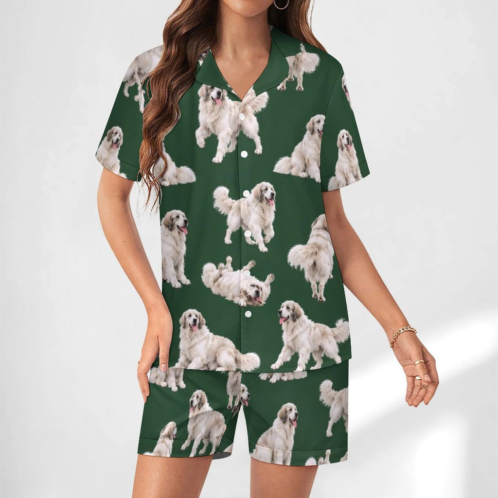Women's Satin Cuban Collar Pajama Set(All-Over Printing)