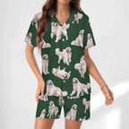 Women's Satin Cuban Collar Pajama Set(All-Over Printing)