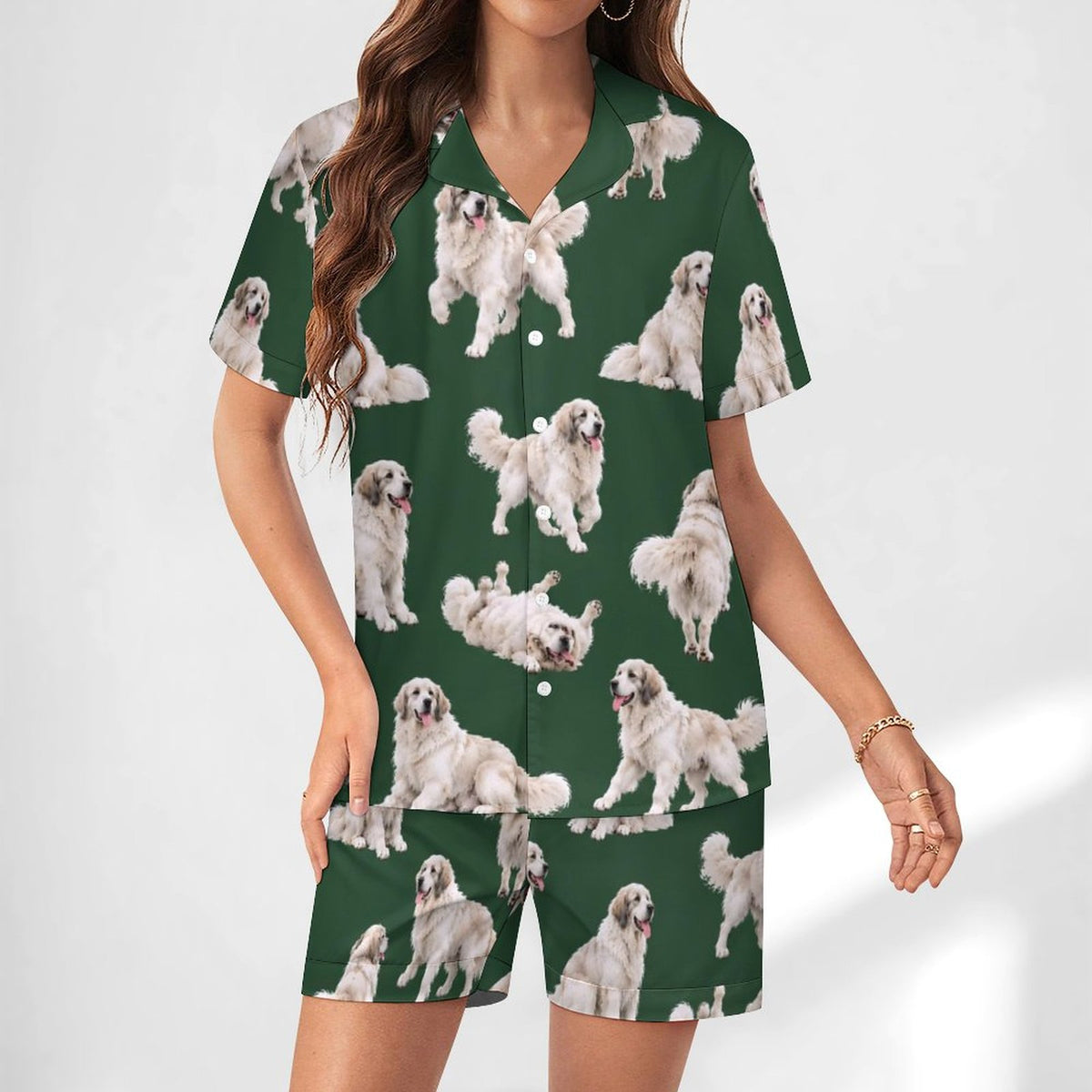 Women's Satin Cuban Collar Pajama Set(All-Over Printing)