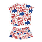 Buffalo Pattern Women's Short Pajama Set – Red White Blue Holiday Sleepwear