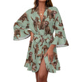 120gsm Women's Ruffle Long Sleeve Robe(All-Over Printing)