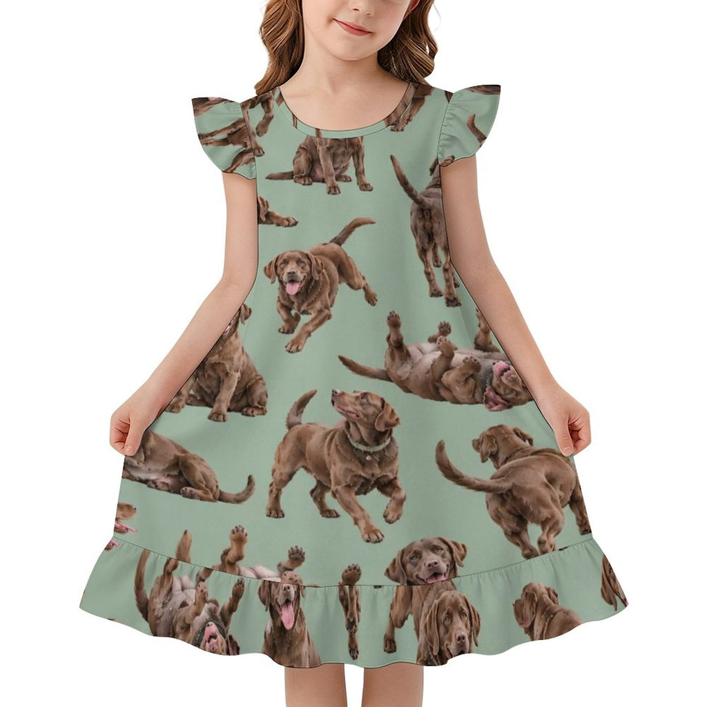 Dog Lover, Pet Owner,  Girls Short Sleeve Ruffle Nightgown(All-Over Printing)