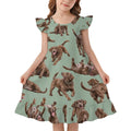 Dog Lover, Pet Owner,  Girls Short Sleeve Ruffle Nightgown(All-Over Printing)