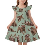 Dog Lover, Pet Owner,  Girls Short Sleeve Ruffle Nightgown(All-Over Printing)