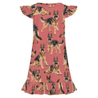 200gsm Girls Short Sleeve Ruffle Nightgown(All-Over Printing)