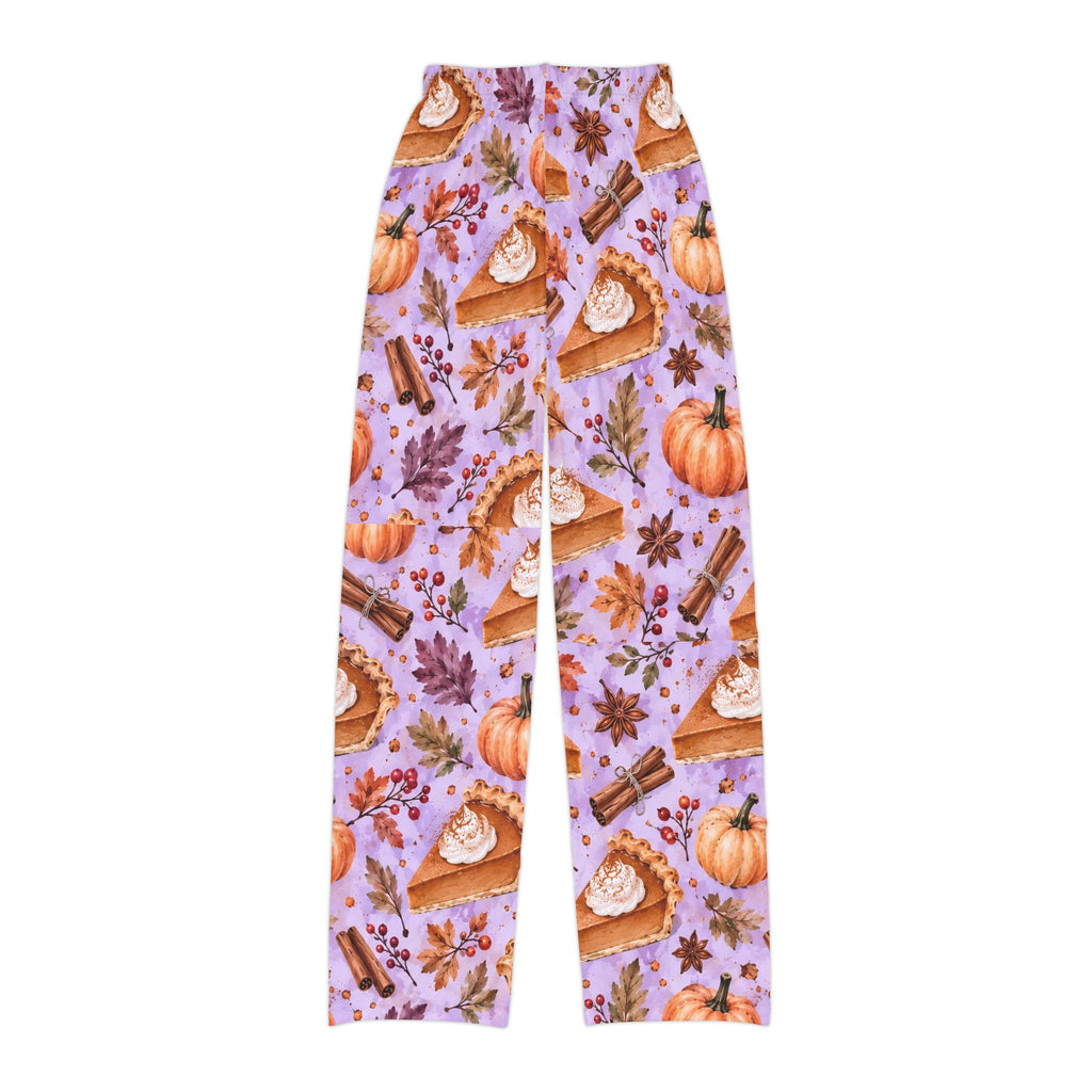Kids Fall Pie Print Lounge Pants — Cozy Pumpkin Pie & Cinnamon AOP Pajama Bottoms