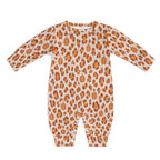 Pumpkin Leopard Print, Cotton Long Sleeve Infant Bodysuit (All-Over Printing)