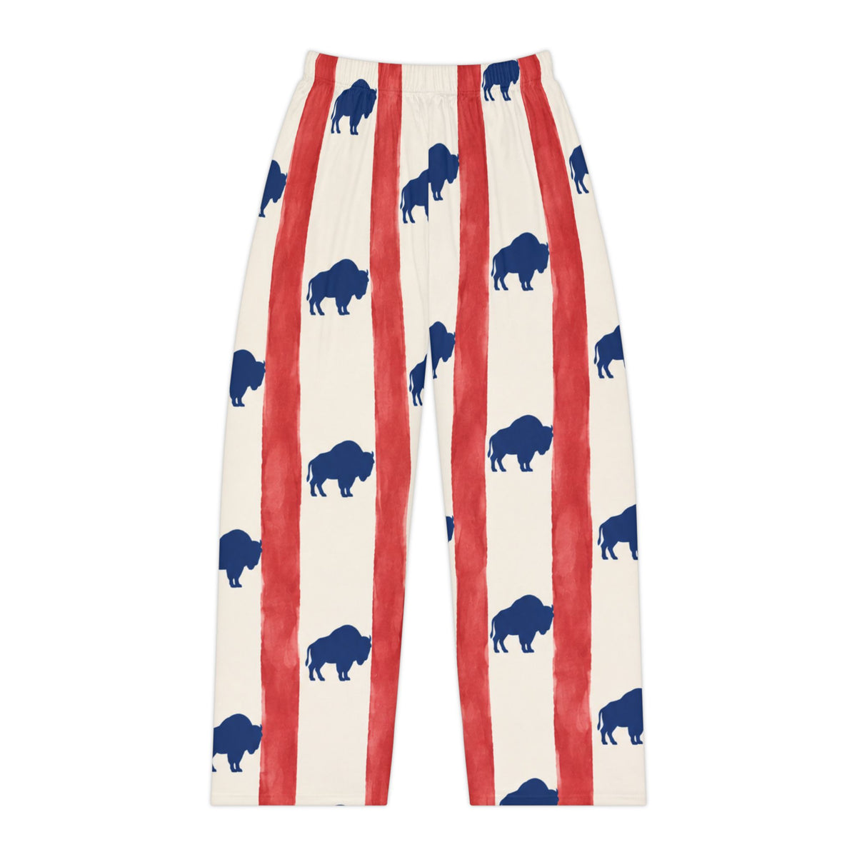 Flag Buffalo Print Pajama Pants — Women's Red & Blue All-Over-Print Lounge Pants