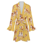 120gsm Women's Ruffle Long Sleeve Robe(All-Over Printing)