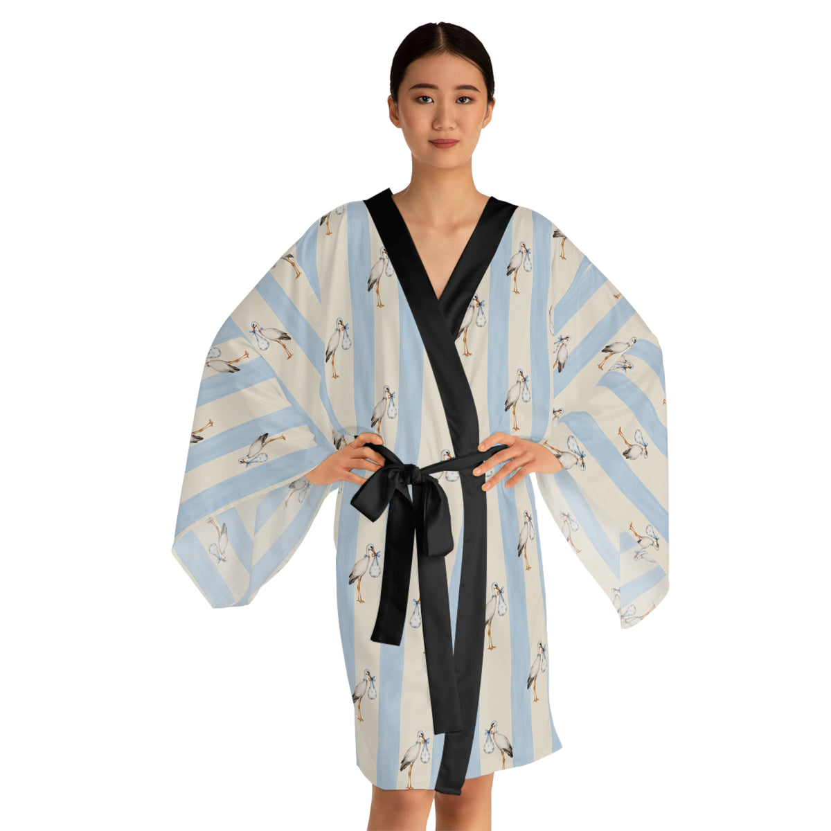 Baby boy stork Stripe Kimono Robe — Long Sleeve Lounge Robe