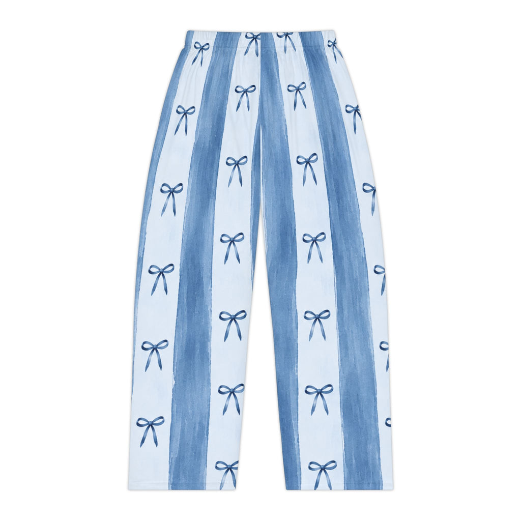 Blue Striped Bow Pattern Pajama Pants | Lounge Bottoms