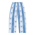 Blue Striped Bow Pattern Pajama Pants | Lounge Bottoms
