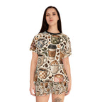 Coffee Lover Women’s Short Pajama Set — Cute Mug & Latte All-Over Print