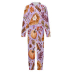 Pumpkin pie, 250gsm Flannel Footless Zip up Kid Jumpsuit Pajamas(All-Over Printing)
