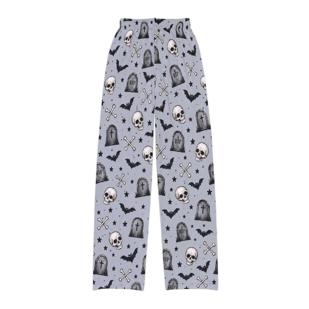 Kids Halloween Lounge Pants — Spooky Skulls & Bats All-Over Print