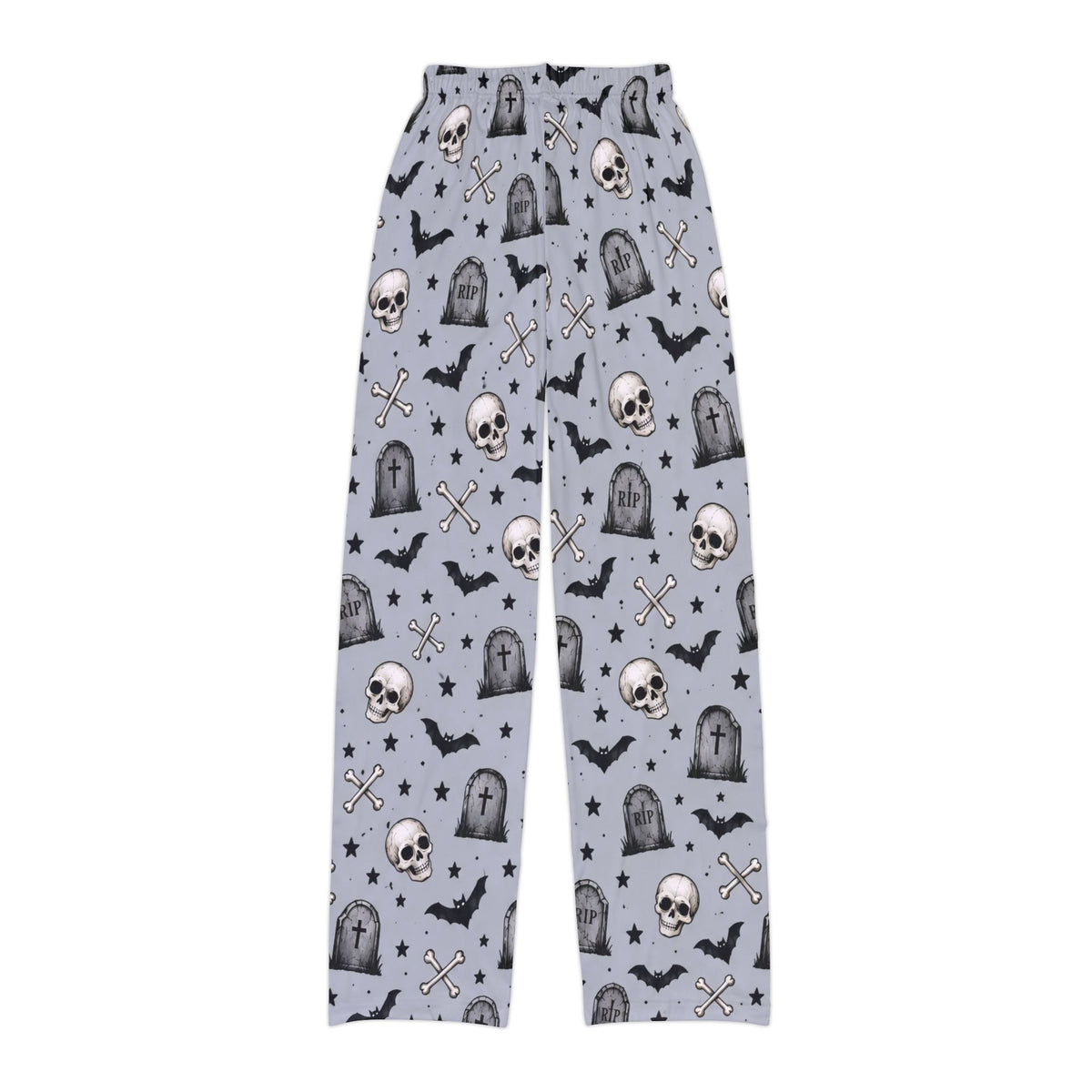 Kids Halloween Lounge Pants — Spooky Skulls & Bats All-Over Print