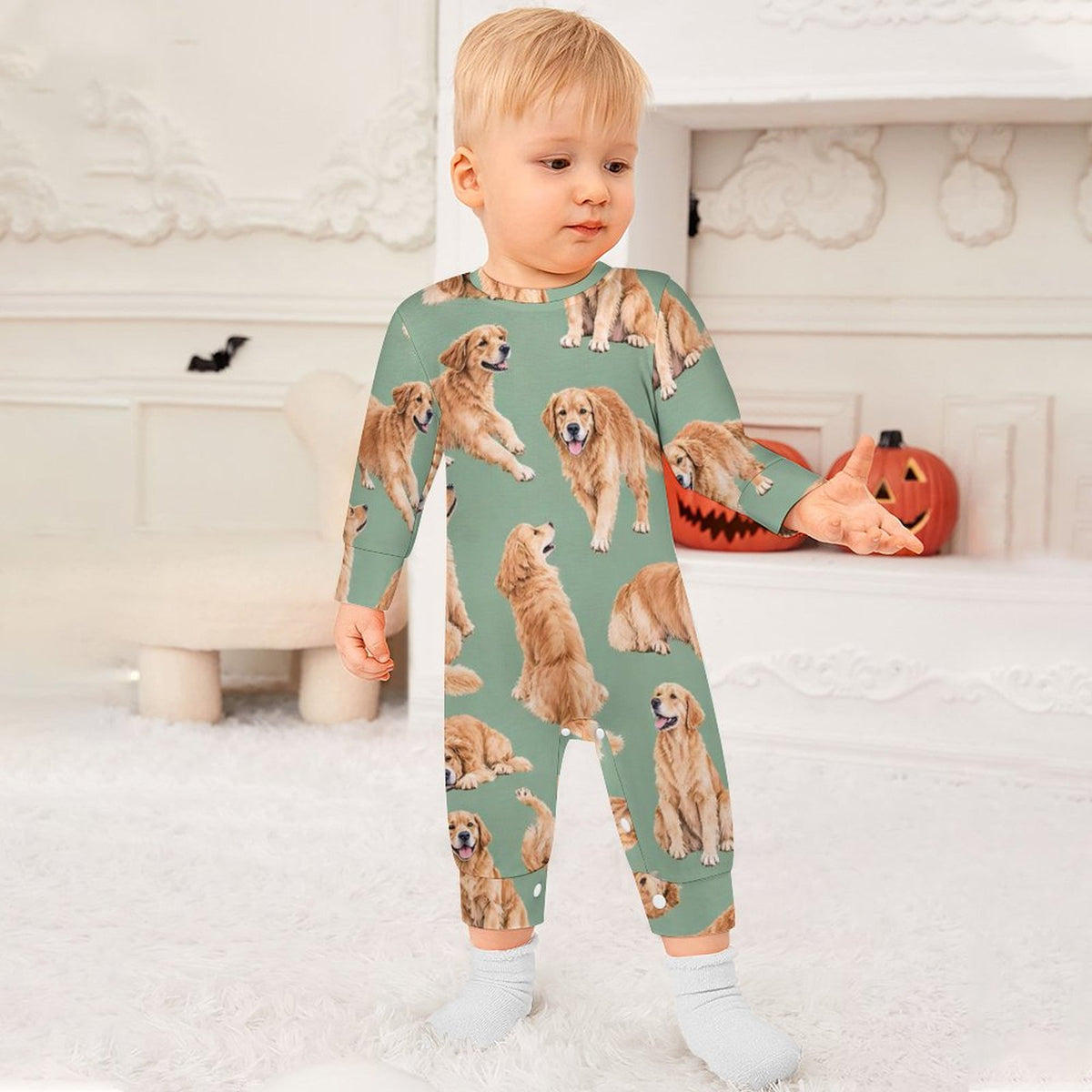 Dog Lover, Pet Owner, Cotton Long Sleeve Infant Bodysuit (All-Over Printing)