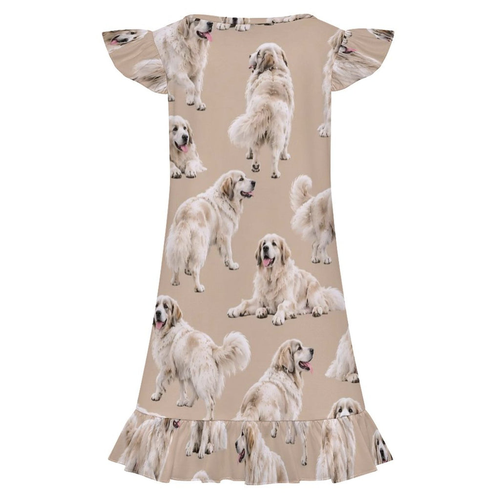Dog Lover, Pet Owner,  Girls Short Sleeve Ruffle Nightgown(All-Over Printing)