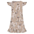 Dog Lover, Pet Owner,  Girls Short Sleeve Ruffle Nightgown(All-Over Printing)