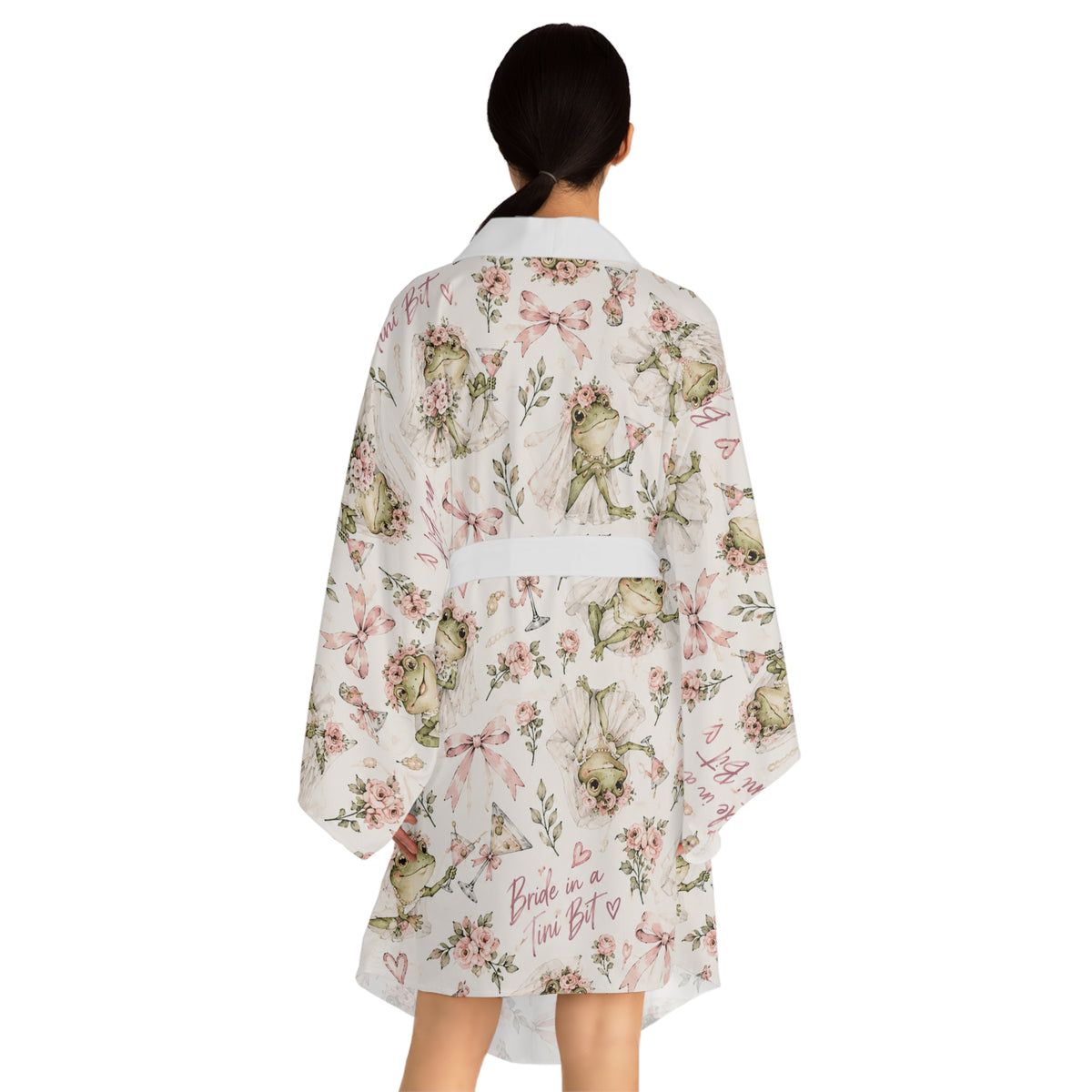 Bride in a tini bit, Bridal Kimono Robe – 'Bride to Be' Floral Long-Sleeve Robe