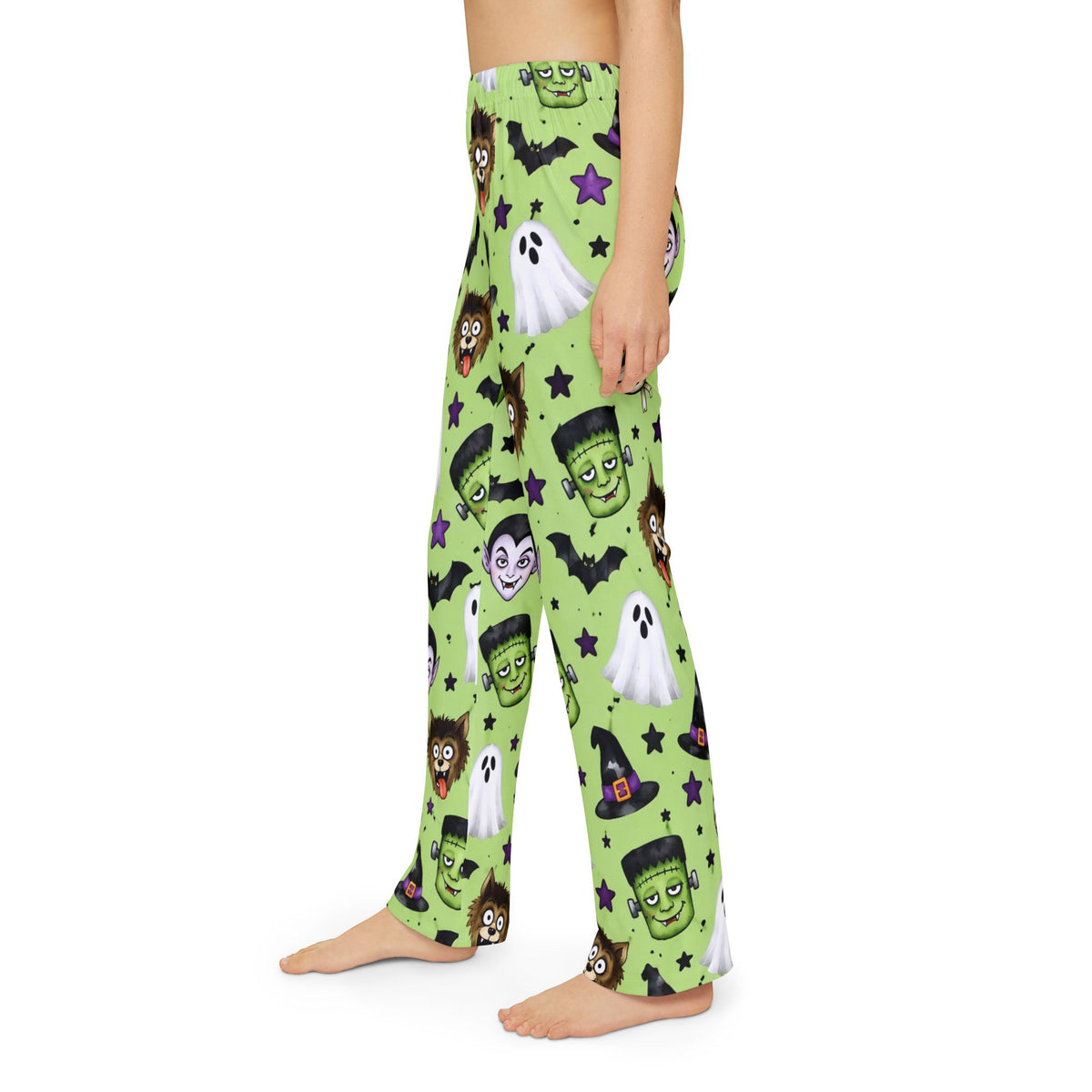 Kids Halloween Lounge Pants - Cute Monster & Ghost All-Over Print