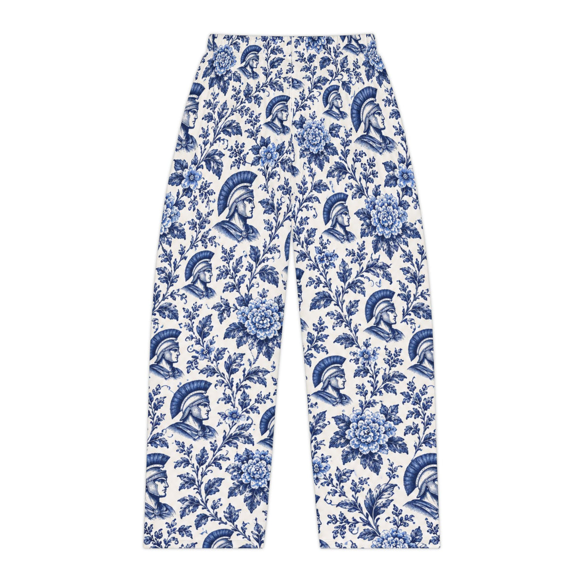 Blue pride Toile Floral with Trojan Helmet Pajama Pants | All-Over Print