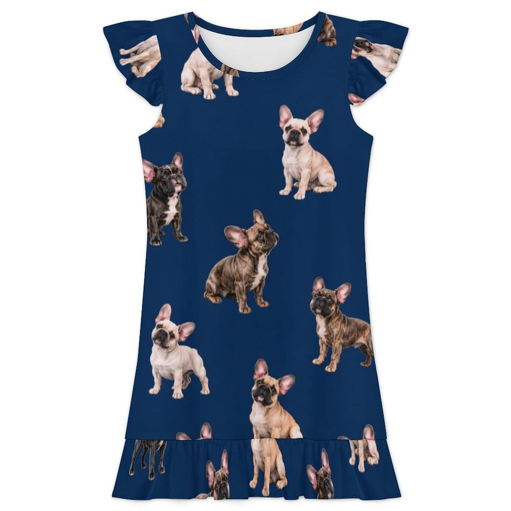200gsm Girls Short Sleeve Ruffle Nightgown(All-Over Printing)