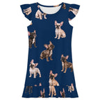 200gsm Girls Short Sleeve Ruffle Nightgown(All-Over Printing)